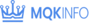 MQKINFO logo featuring a modern crown icon in blue with bold text